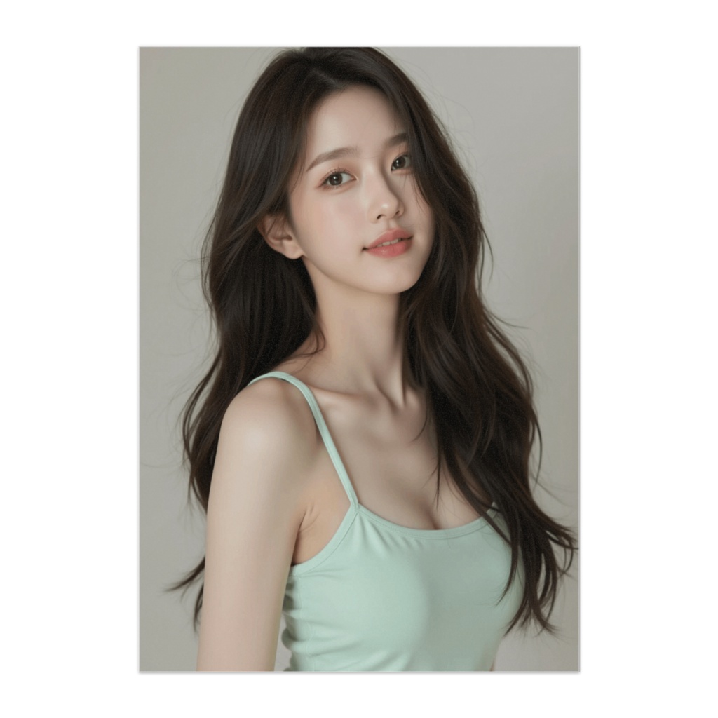 ミントタンクトップの透明感美人アップポスター