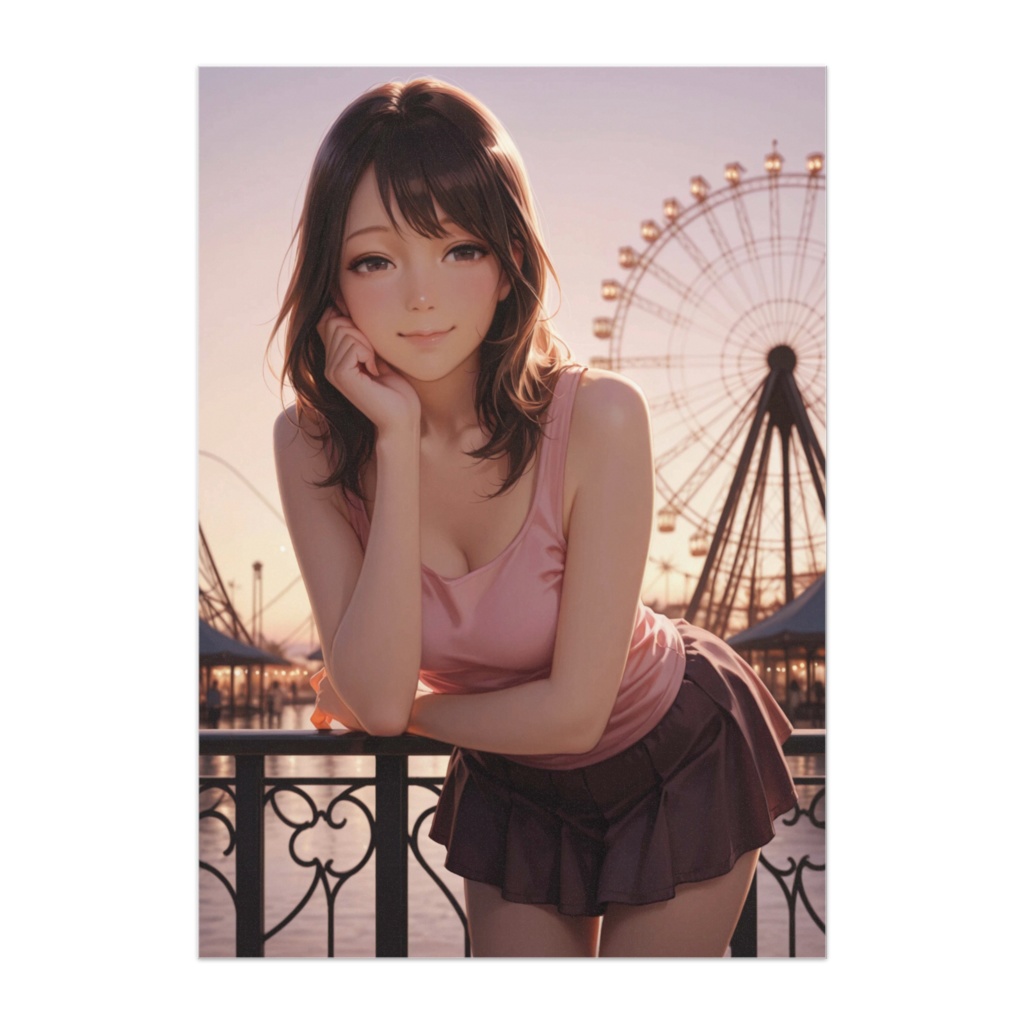 夕暮れ遊園地デート — 柔らかな光に包まれるひととき