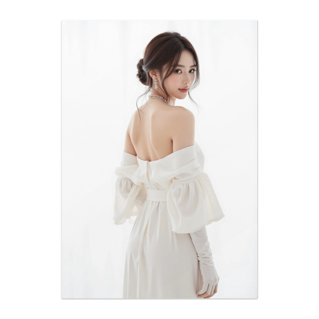 振り向きの余韻 ― ホワイトドレスの美しき瞬間