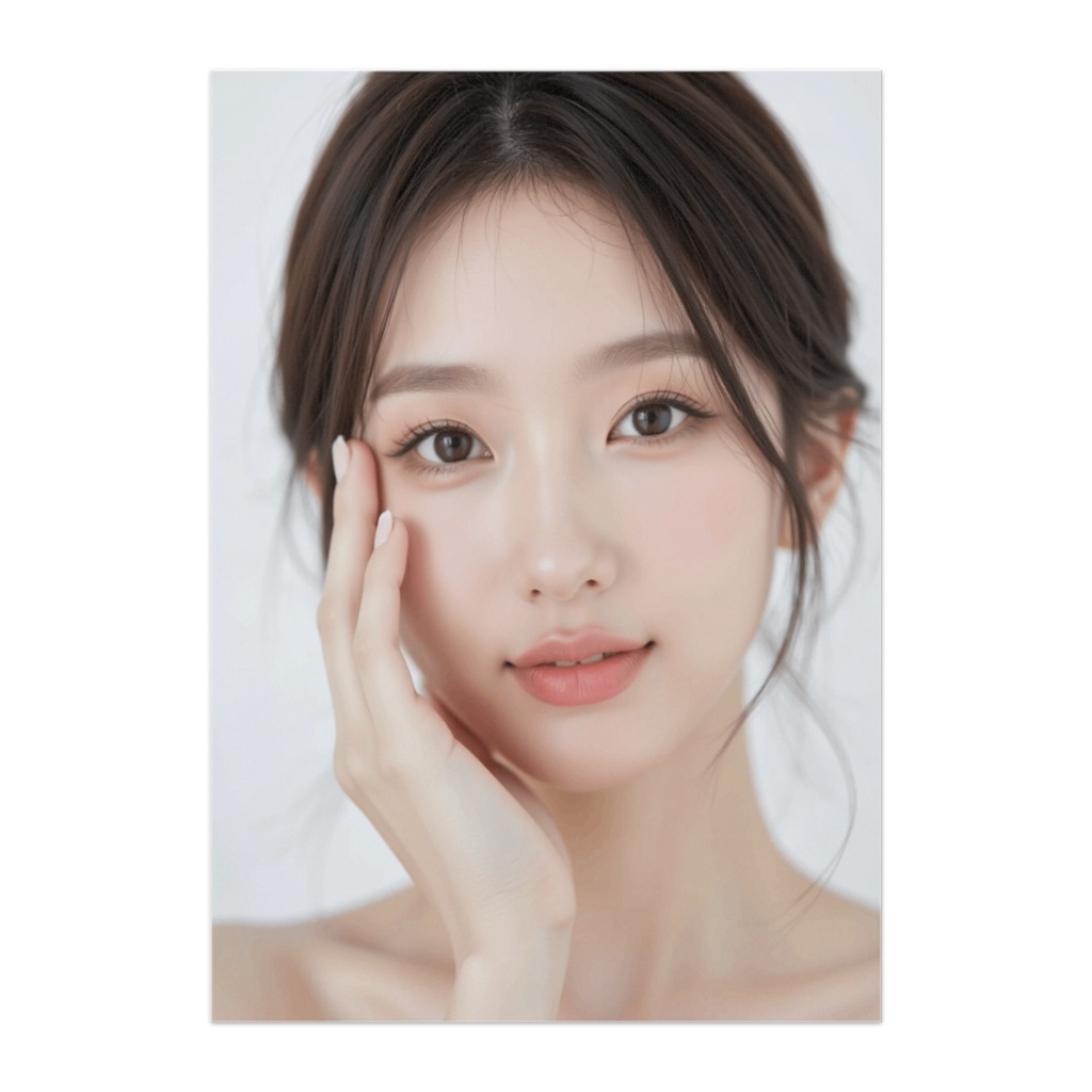 透明感あふれる美肌ポートレート｜ナチュラルスキンケア風リアル美女ポスター
