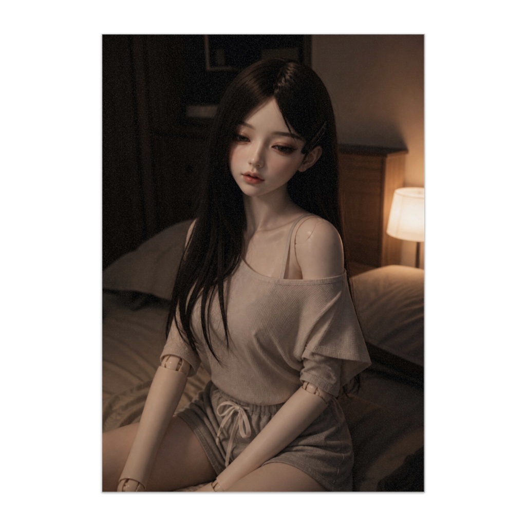 夜に沈む人工美 – ベッドルームドールポートレイト