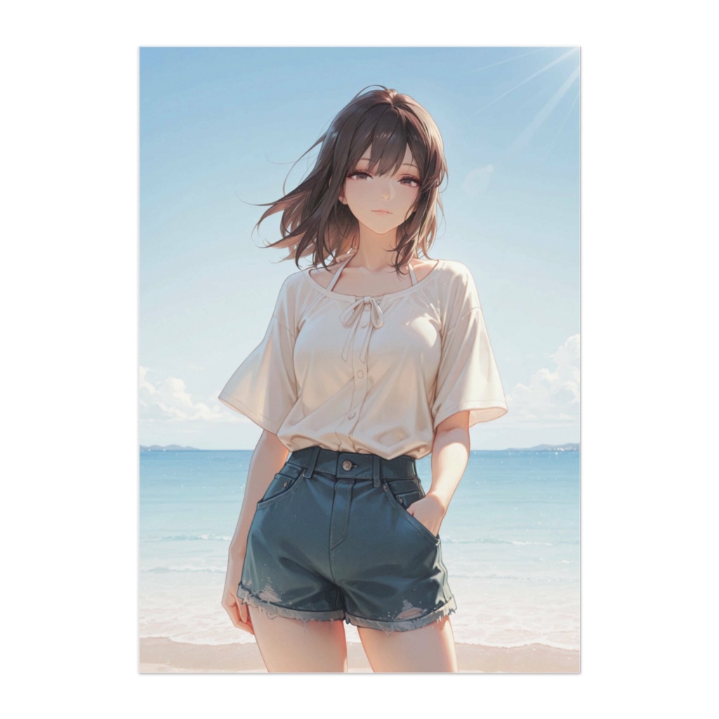 夏の海とカジュアルな彼女｜爽やかビーチポートレート