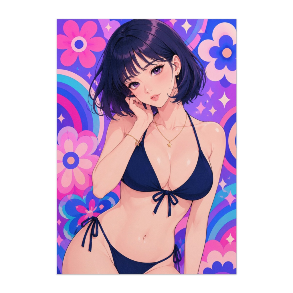Neon Retro Navy Girl