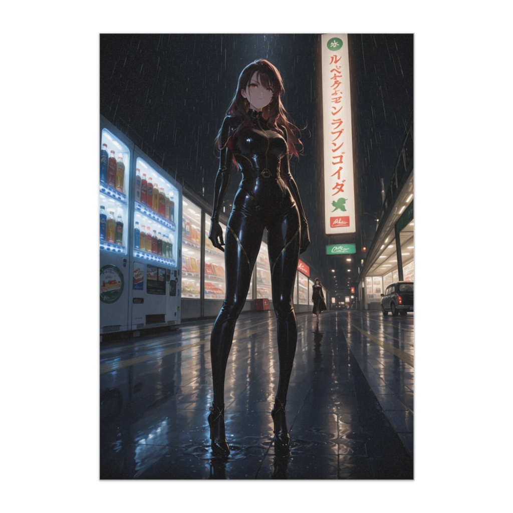雨の商店街と黒衣の訪問者