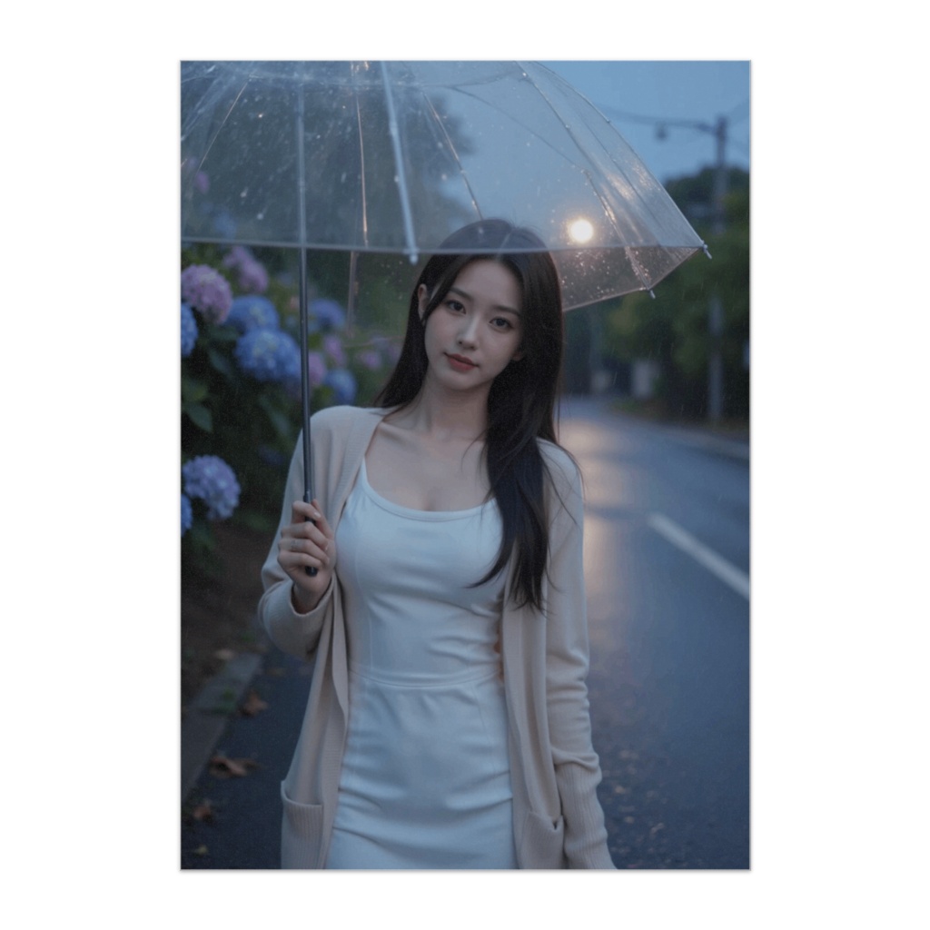 雨上がりのアジサイ通学路