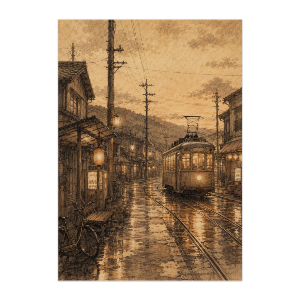夕暮れのチンチン電車