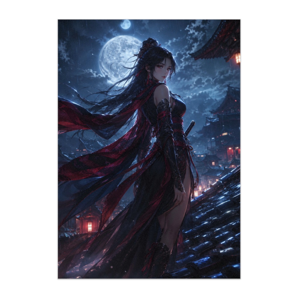 月影 ― 満月に舞う紅黒のくノ一ポスター
