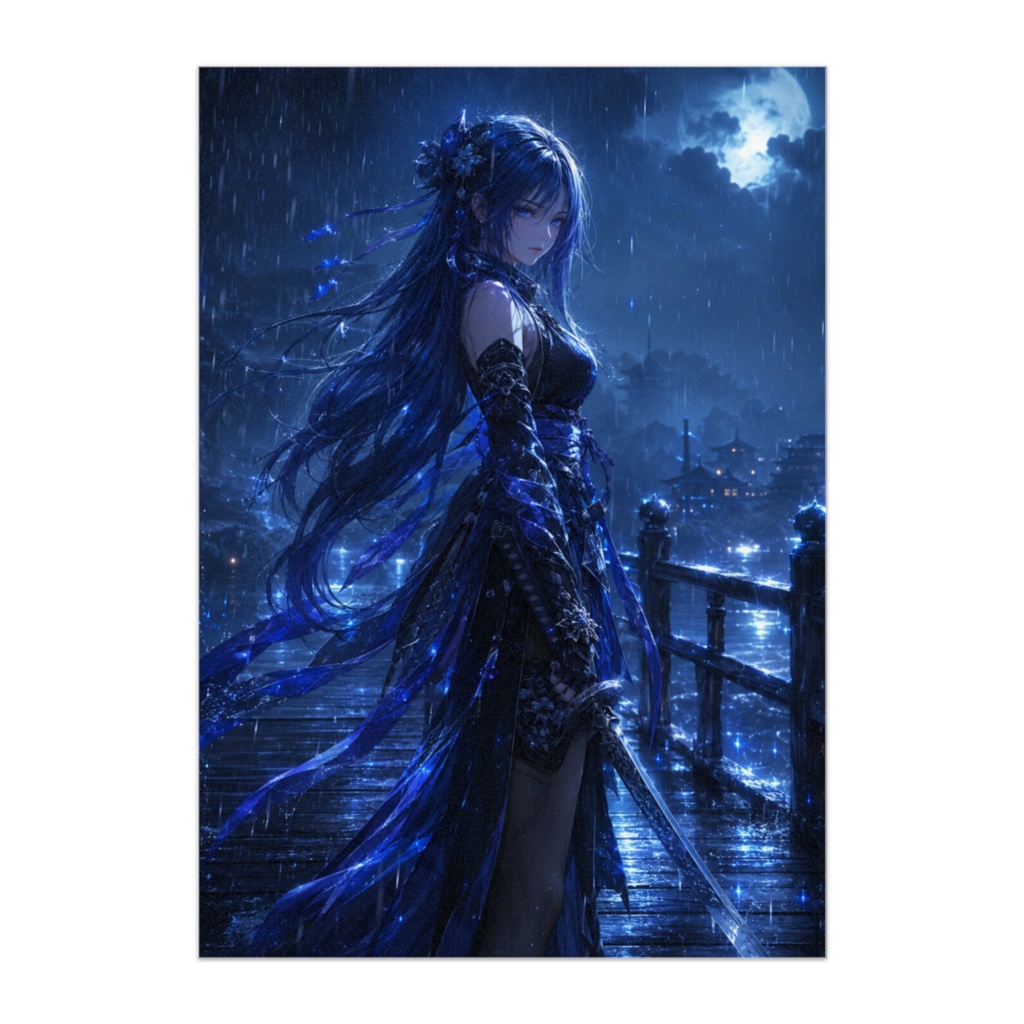 蒼刃 ― 雨月に佇む氷刃のくノ一ポスター