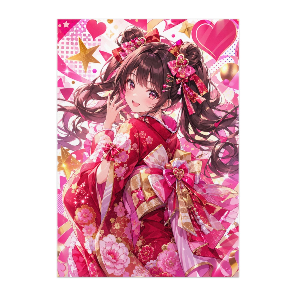 キャンディレッド着物プリンセス｜アイドル風ポップ和風ポスター