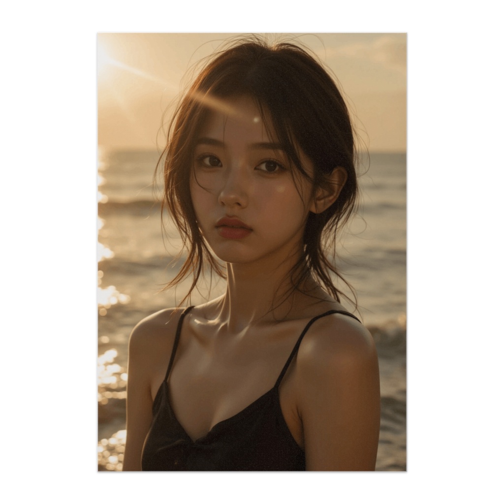 夕陽と波音に溶けるまなざし