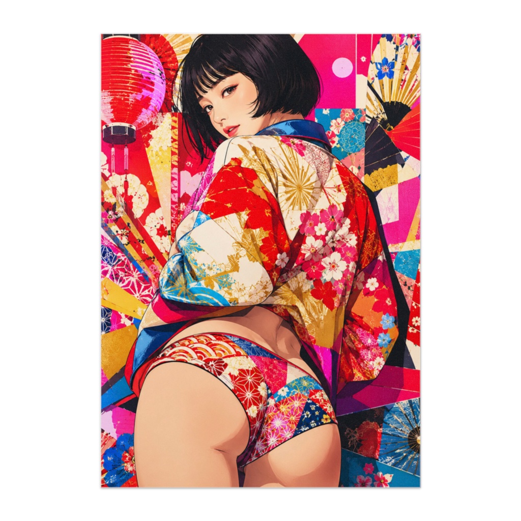 千代紙ネオンガール - Wa Pop Collage