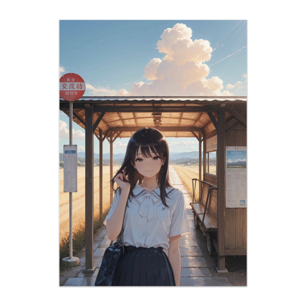 夏雲のバス停