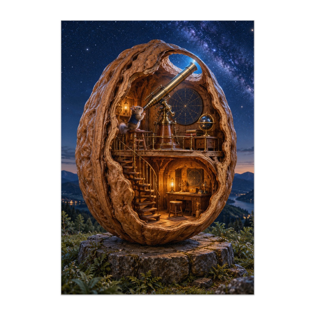 クルミの中の天文台｜THE WALNUT OBSERVATORY｜幻想シュールアートポスター