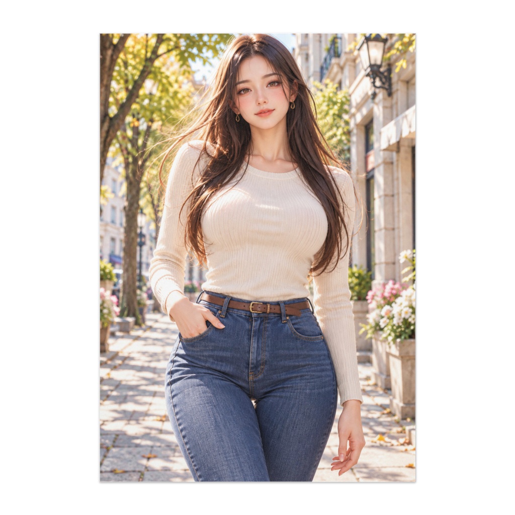 白いニットと秋の並木道｜AUTUMN IVORY