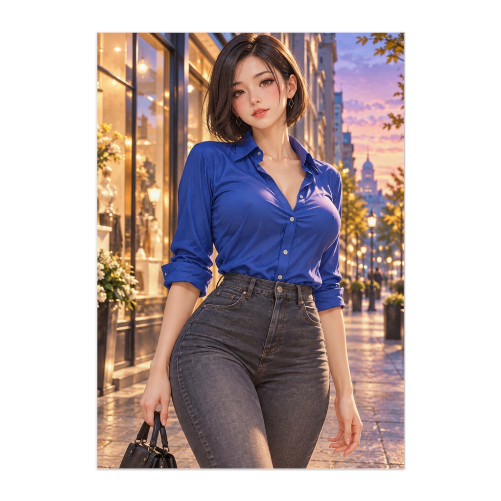 青いシャツと夕暮れの街角｜COBALT EVENING