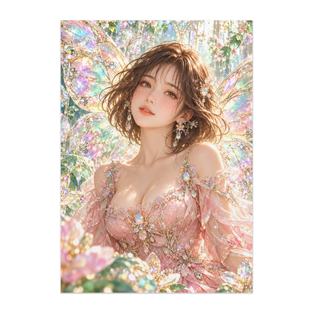 虹蝶の宝石庭園|OPAL BUTTERFLY ― 幻想アートポスター