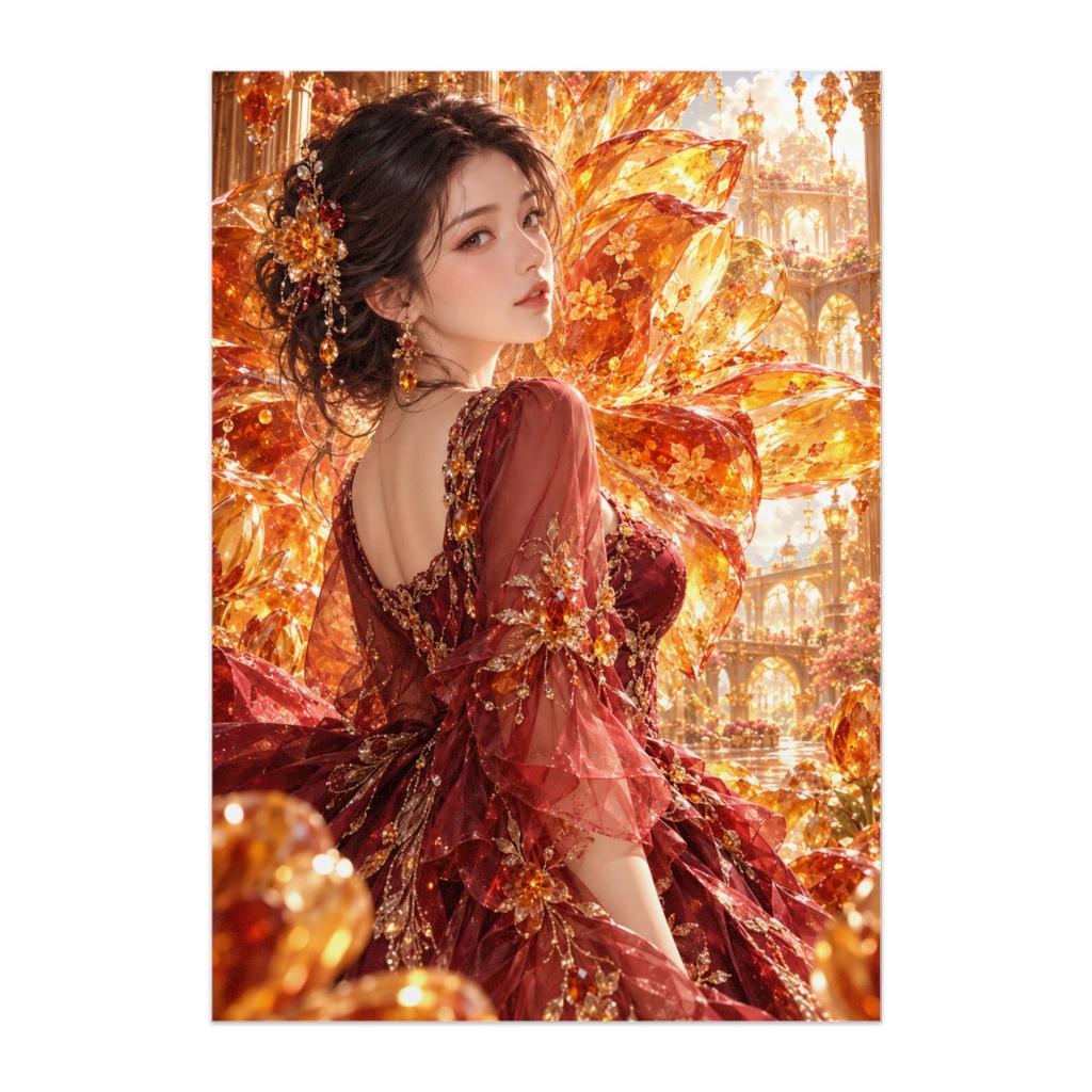 琥珀の花咲く宮殿|AMBER BLOSSOM ― 幻想アートポスター