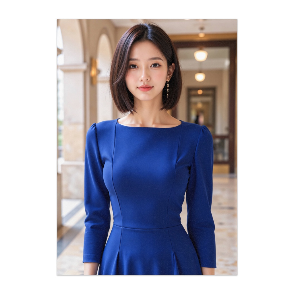 COBALT POISE｜蒼の回廊 — 清楚な女性肖像ポスター