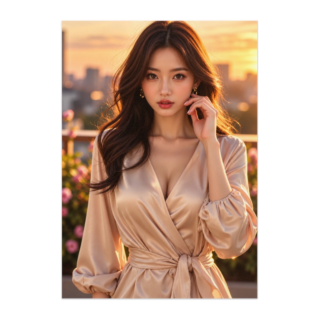黄金色の余韻 — GOLDEN WHISPER｜夕陽に輝く美女ポートレート
