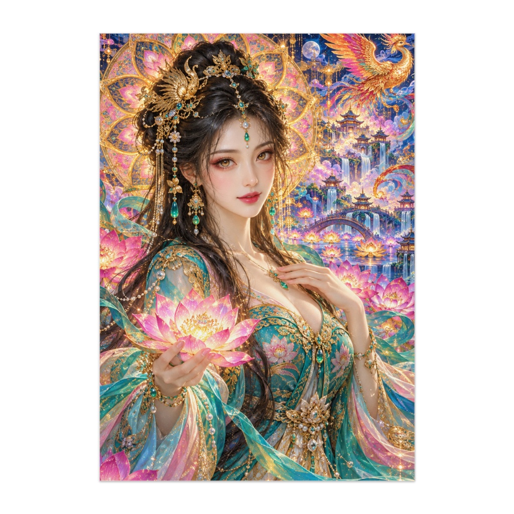 蓮華の幻夢 — LOTUS DREAM｜極彩色の中華幻想美人画・サイケデリックアート