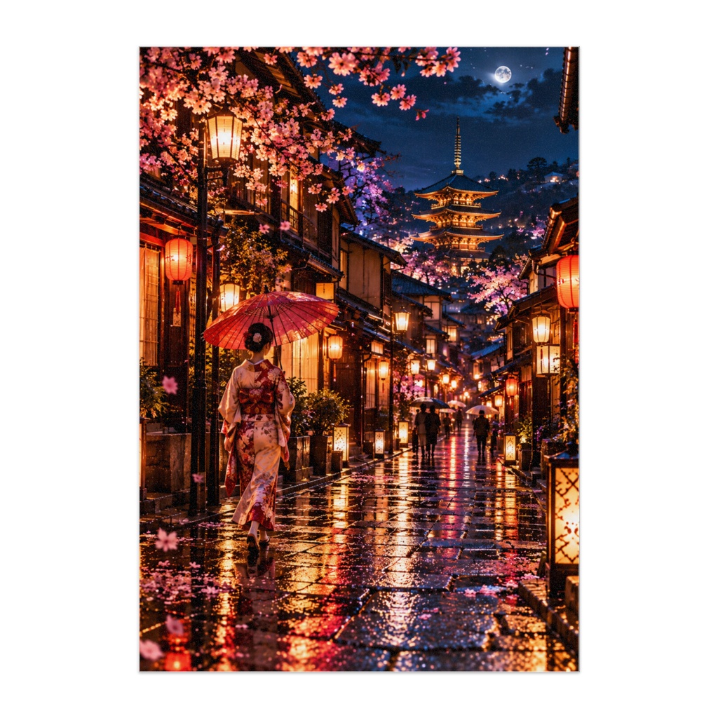 KYOTO LANTERN DREAM — 千年の都、灯籠の夢｜京都幻想夜景アートポスター
