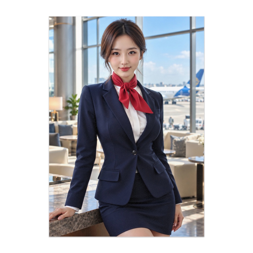 NAVY ELEGANCE — 紺碧のエレガンス｜美しい客室乗務員・航空制服アートポスター