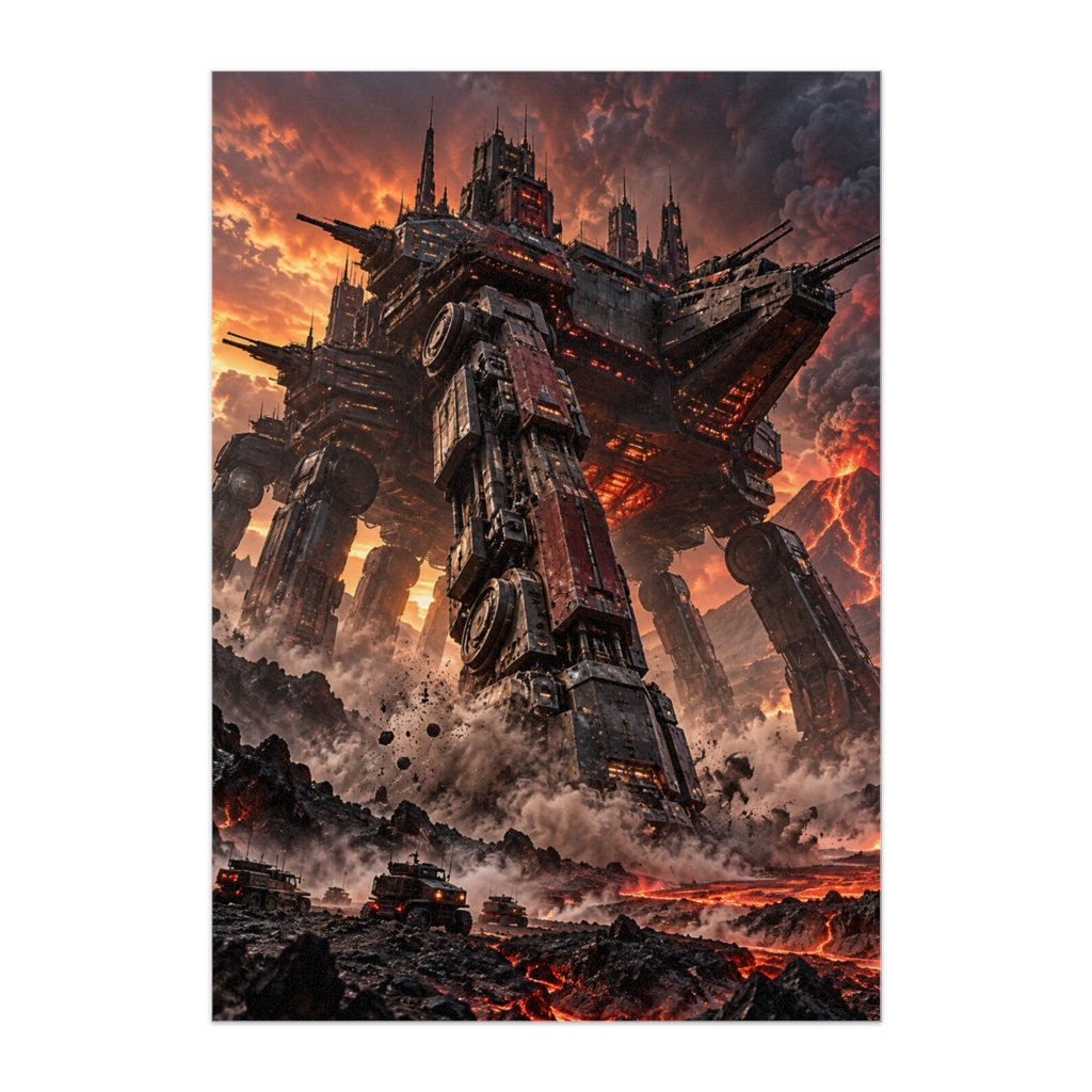 TITAN WALKER — 大地を揺るがす鋼鉄の巨神|超巨大歩行要塞 SFメカ アートポスター