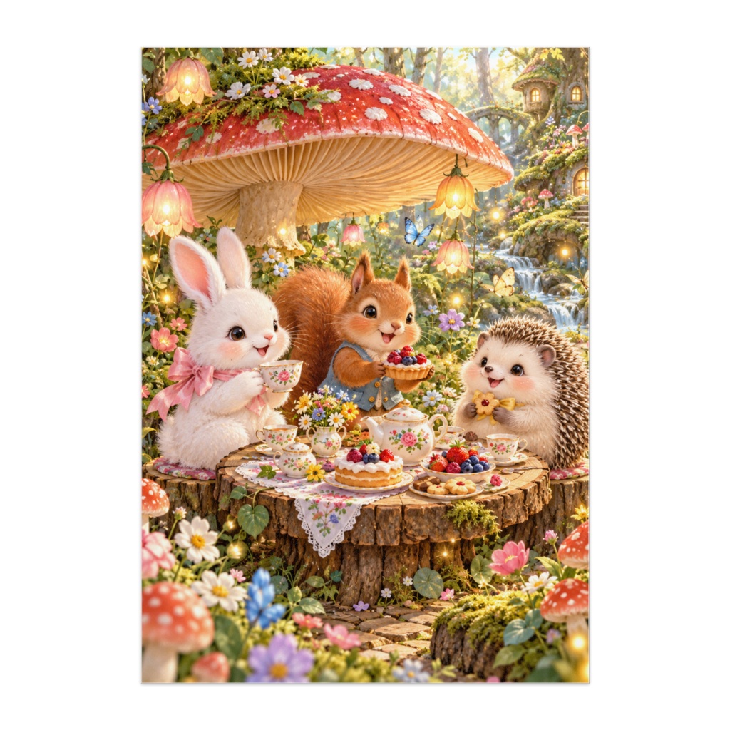 FOREST TEA PARTY|森の小さなお茶会|うさぎとリスとハリネズミの絵本アート