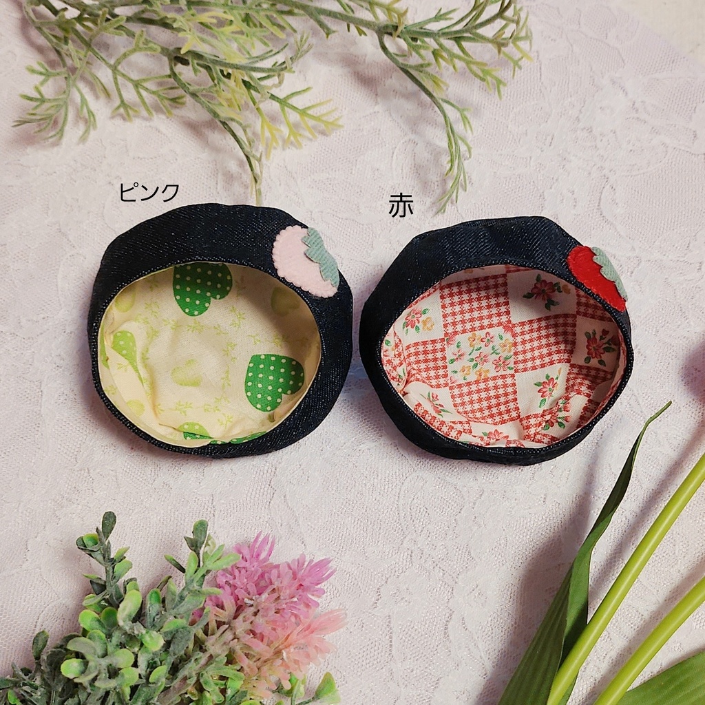 いちごベレー 赤色リボン