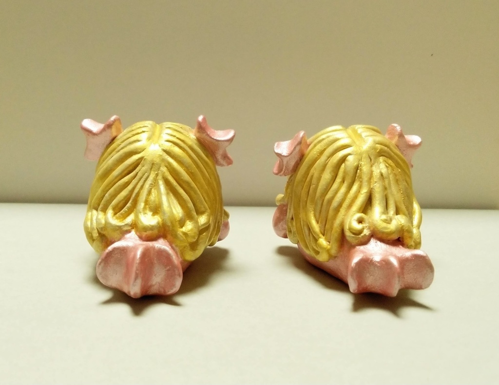 アマビヱ陶器人形(ピンク(髪ゴールド)