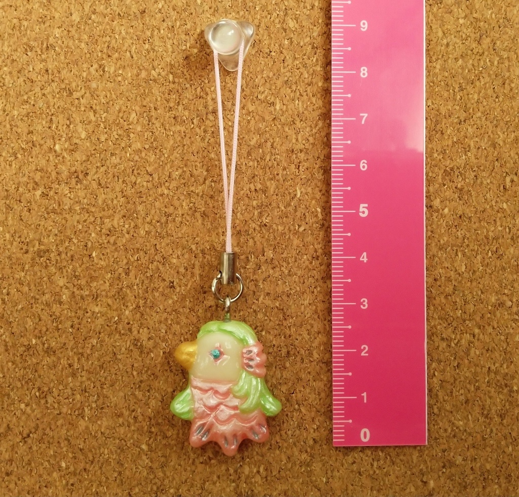 アマビエさまプチマスコット(pink)【疫病退散!御守りに♪】ストラップ付替え無料