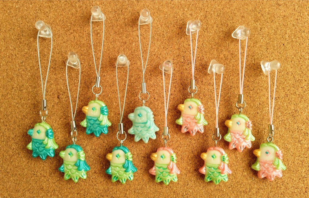 アマビエさまプチマスコット(pink)【疫病退散!御守りに♪】ストラップ付替え無料