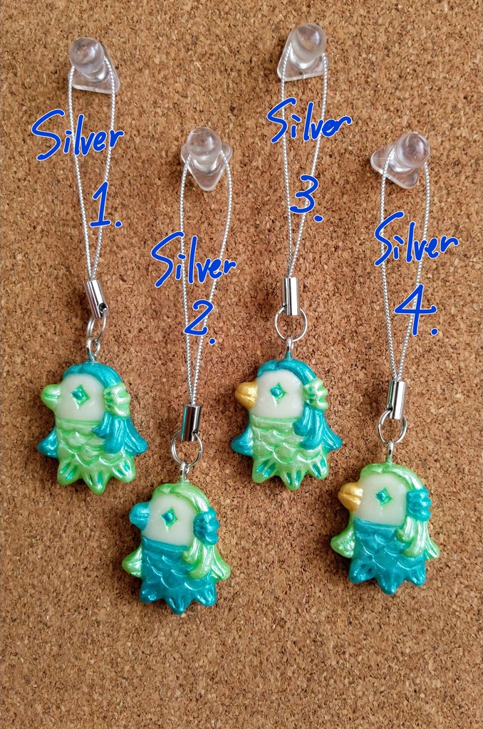 アマビエさまプチマスコット(silver)【疫病退散!御守りに♪】ストラップ付替え無料