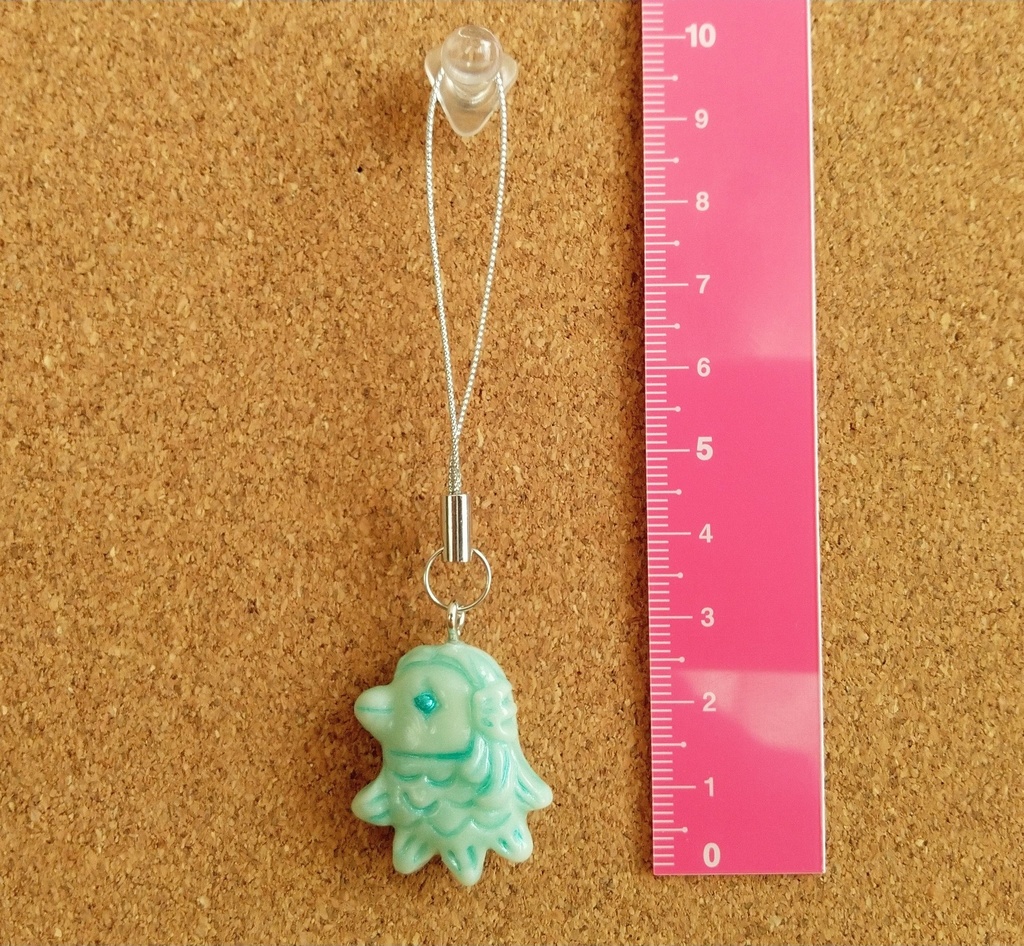 アマビエさまプチマスコット(blue)【疫病退散!御守りに♪】ストラップ付替え無料