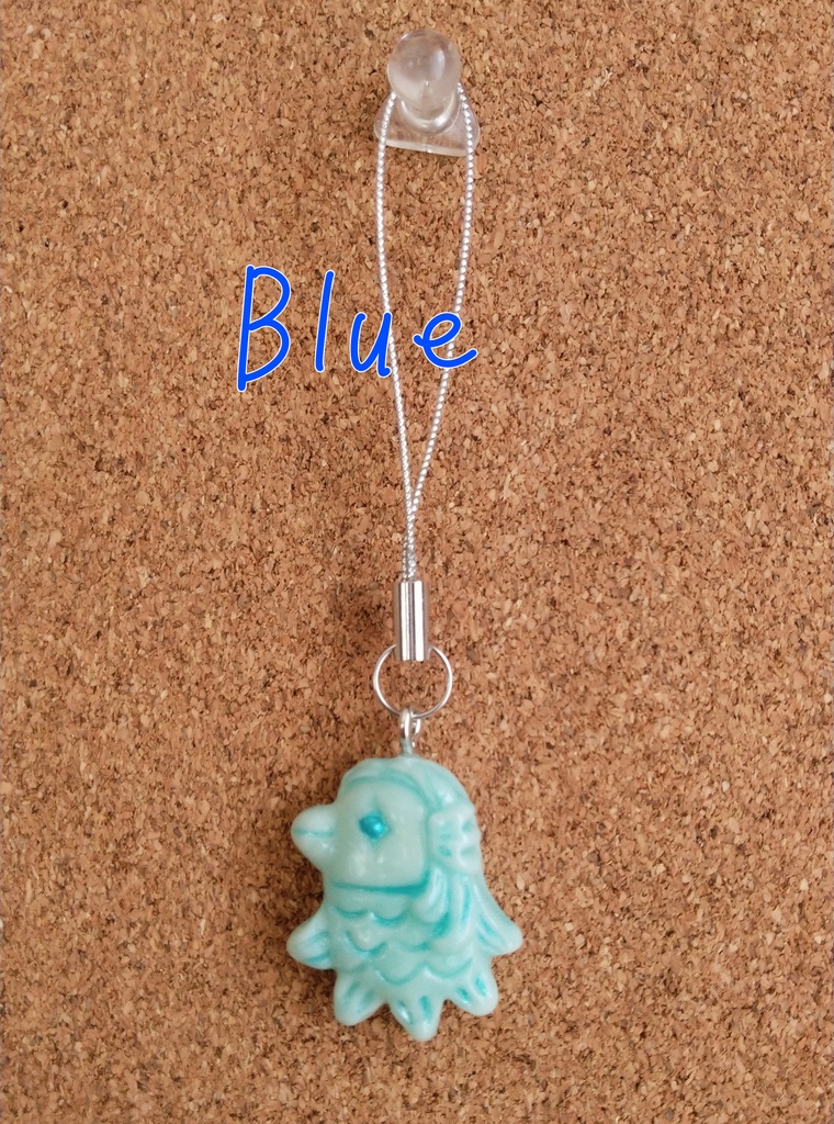 アマビエさまプチマスコット(blue)【疫病退散!御守りに♪】ストラップ付替え無料