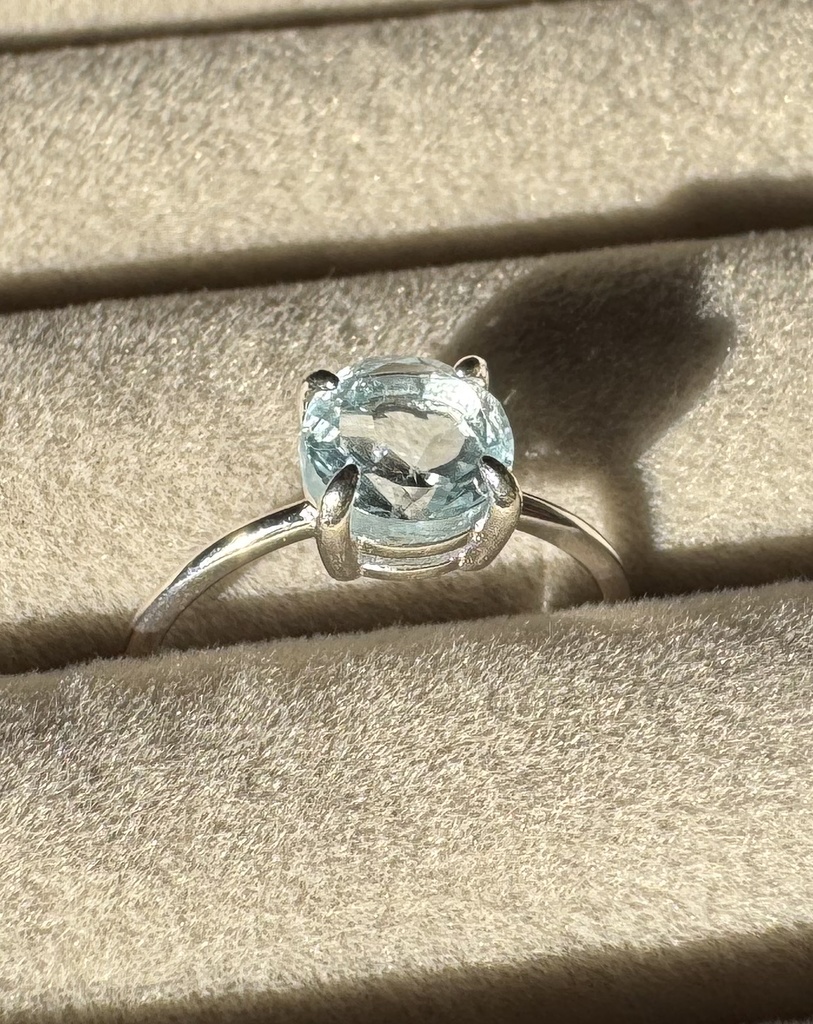 R09　天然石リング(スカイブルートパーズ)