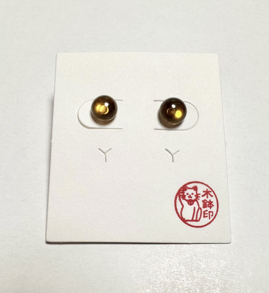 天然石ピアス(スモーキークォーツ/カボション)