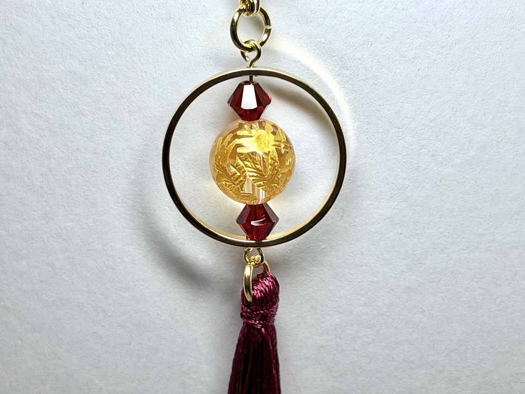 ストラップ(天然石(水晶)×金龍)