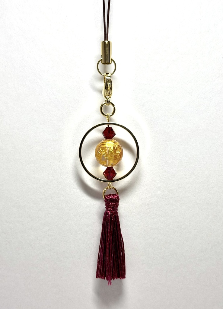 ストラップ(天然石(水晶)×金龍)