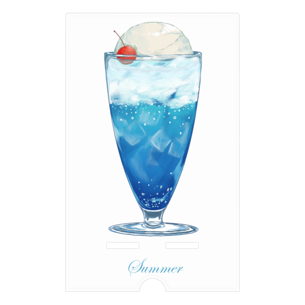 夏空クリームソーダのスマホスタンド(ケーブル穴あり)