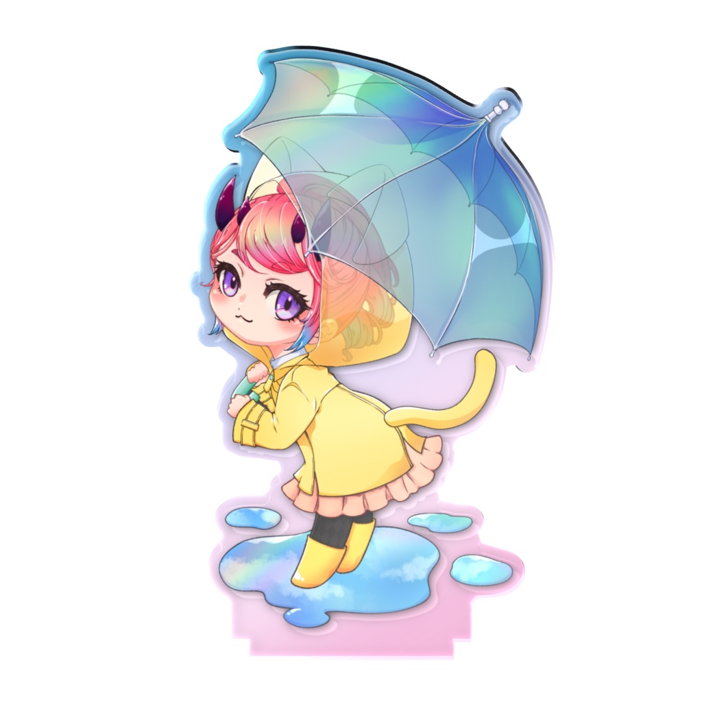 雨は上がったけど新しいレインコートと長靴と傘を使いたいおにむすめアクスタ