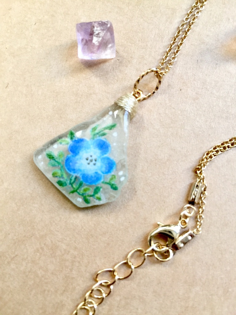 ネモフィラのシーグラスペンダント