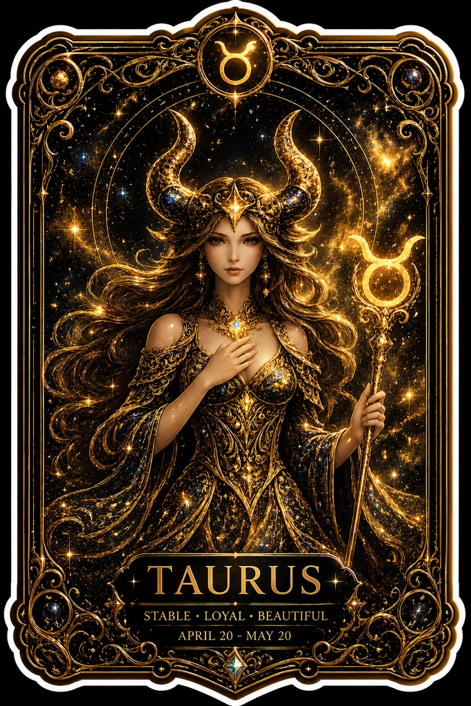 宵闇の十二宮-Taurus- 月下に眠る豊穣の守護星　ホログラムスマホステッカー