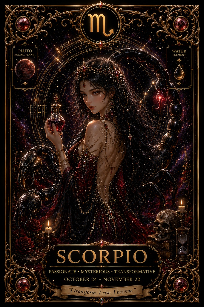 宵闇の十二宮 -Scorpio- 深淵に咲く紫影の魔導星　ホログラムスマホステッカー