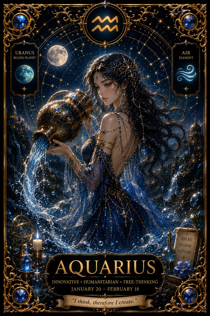 宵闇の十二宮 -Aquarius- 星界を漂う蒼穹の異邦人　ホログラムスマホステッカー