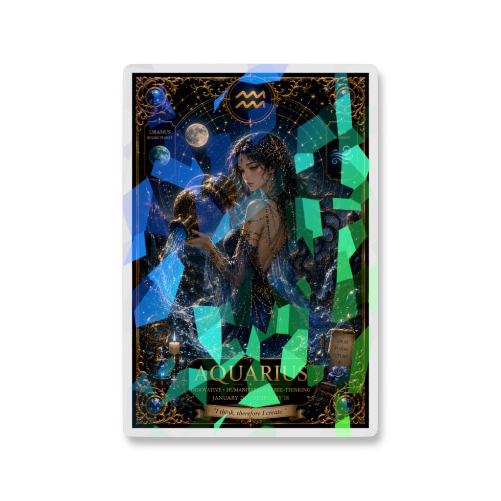 宵闇の十二宮 -Aquarius- 星界を漂う蒼穹の異邦人 ホログラムスマホステッカー