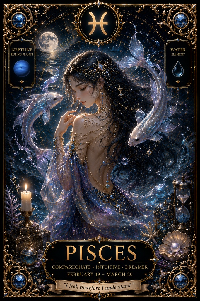 宵闇の十二宮-Pisces-夢幻に溺れる月涙の祈り子　 ホログラムスマホステッカー