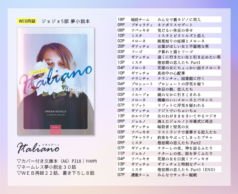 【ジョジョ5部夢小説本】Italiano【WEB再録】