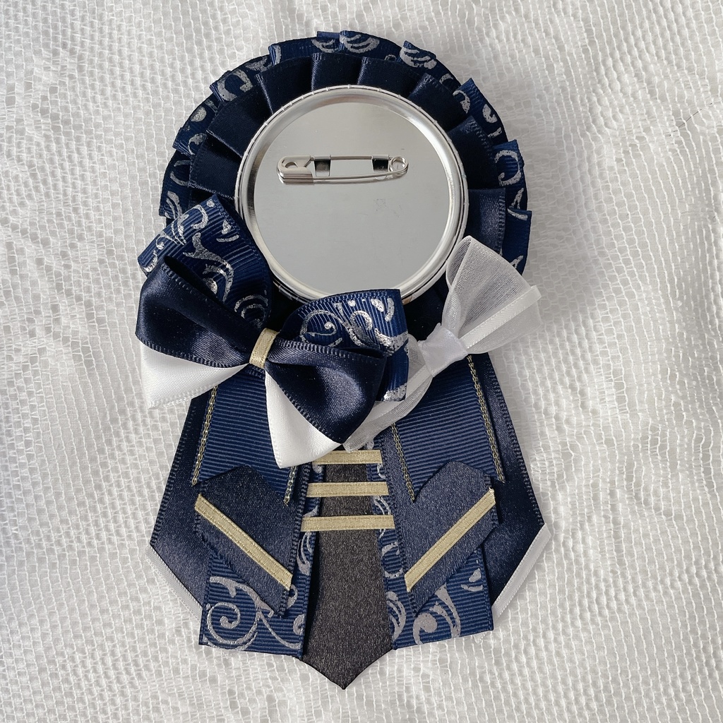 缶バッジ用痛ロゼット ネイビー×ゴールド