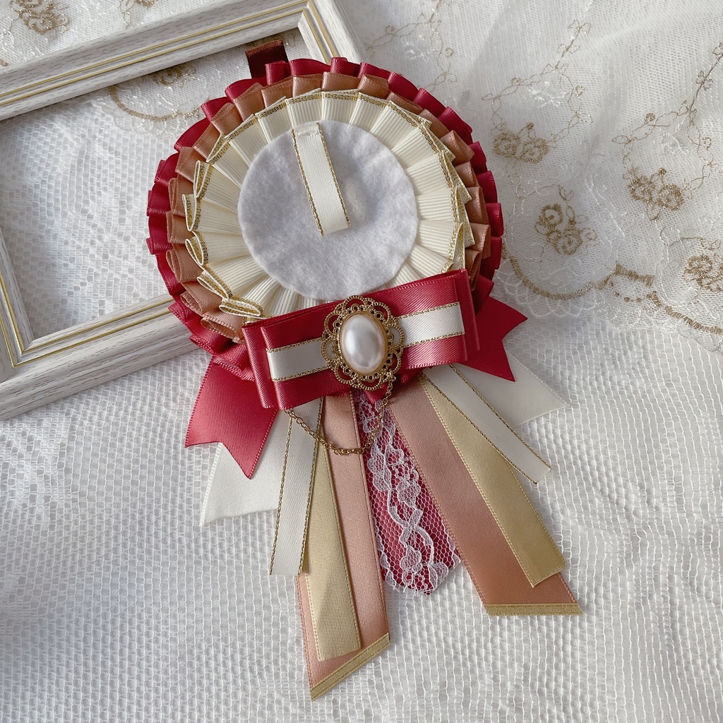 缶バッジ用痛ロゼット ピンク×レース